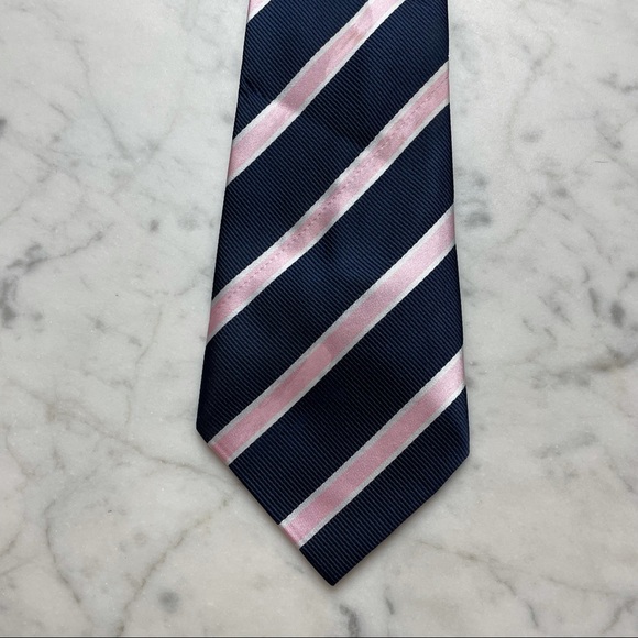 Gymboree Navy Blue Pink Striped Velcro Boys Neck Tie - Picture 3 of 8